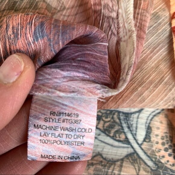 MUSHKA by Sienna, Inc Long Sleeved Sheer Tunic Top with Ruched Waist size Small - Picture 6 of 11